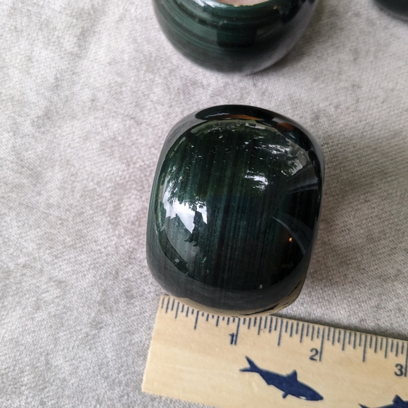 Vintage Wooden Lacquered Napkin Rings Set 8 Evergreen Striped Made In India EUC - Picture 10 of 11
